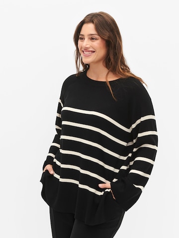 Zizzi Sweater 'CHERRY' in Black: front