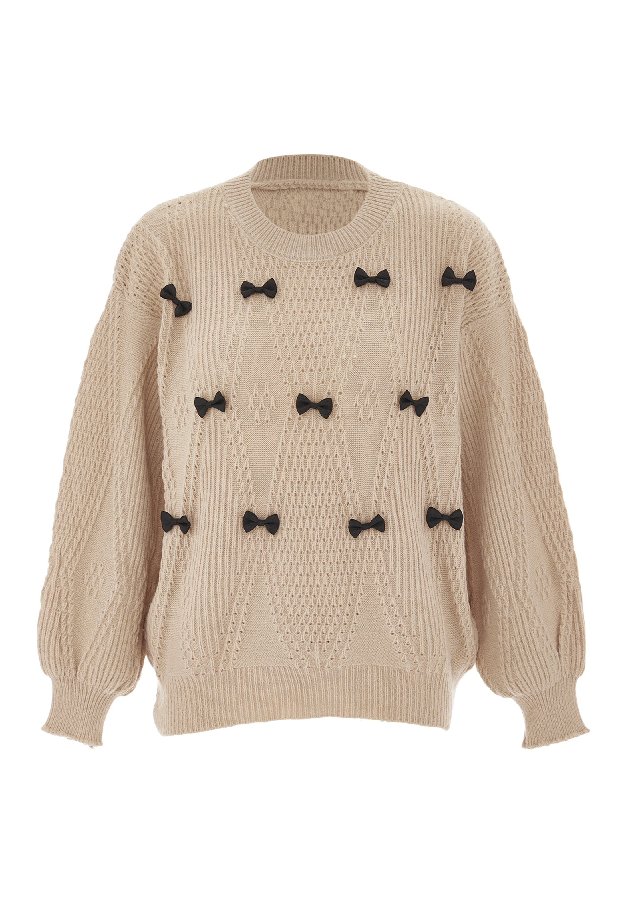 Pull-over swirly en beige : devant