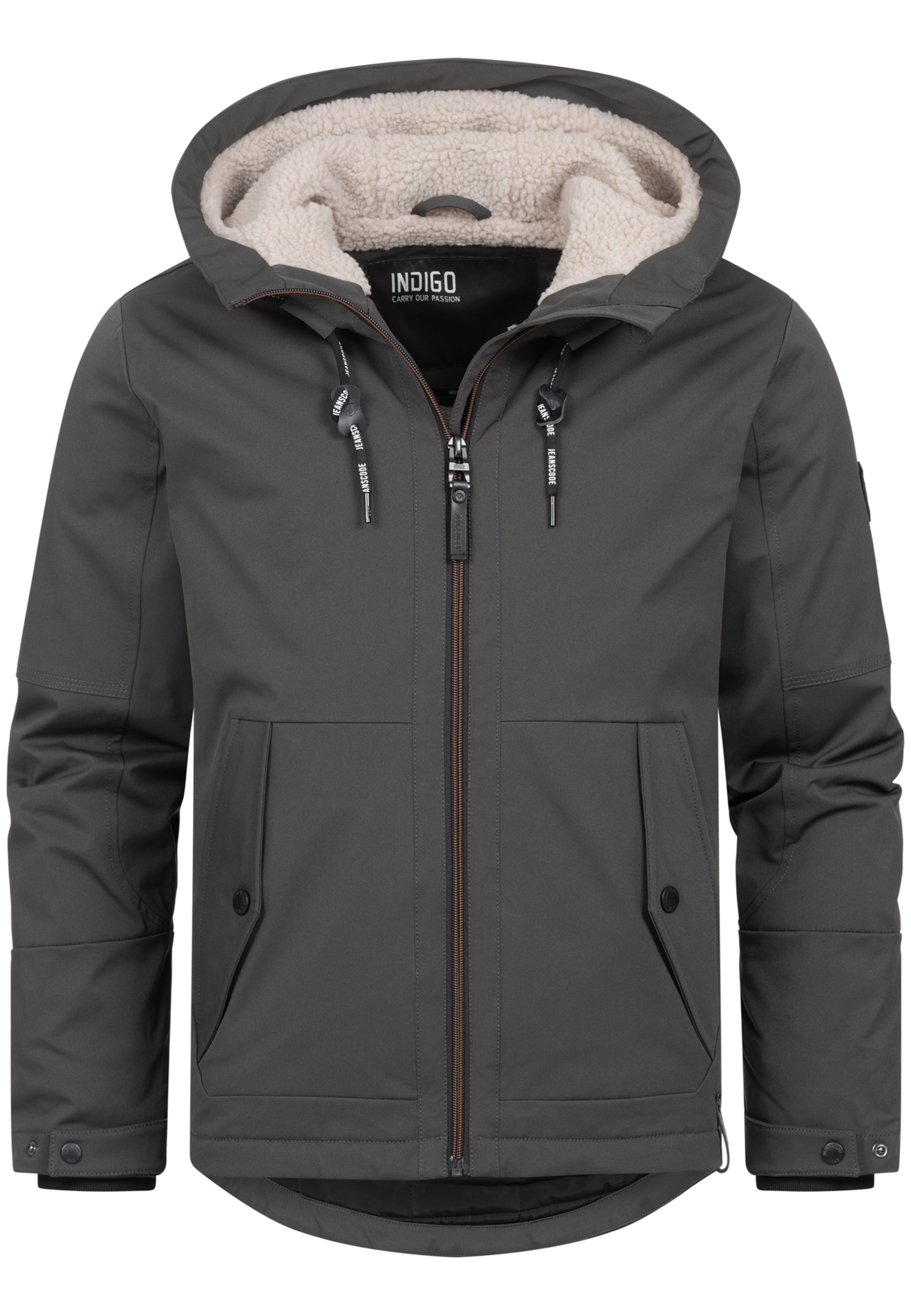 INDICODE JEANS Winterjacke ' Kylian ' in Grau: Vorderseite