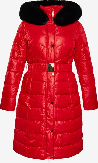 Palton de iarnă faina pe roși aprins / negru, Vizualizare produs