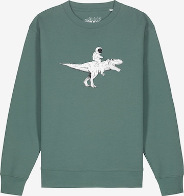Watapparel Sweatshirt 'Astronaut On T-Rex' in Groen: voorkant