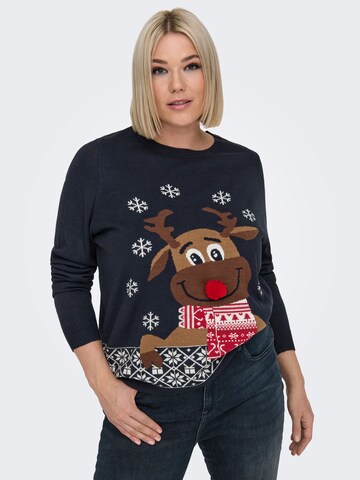ONLY Carmakoma Sweater 'CARXmas' in Blue: front