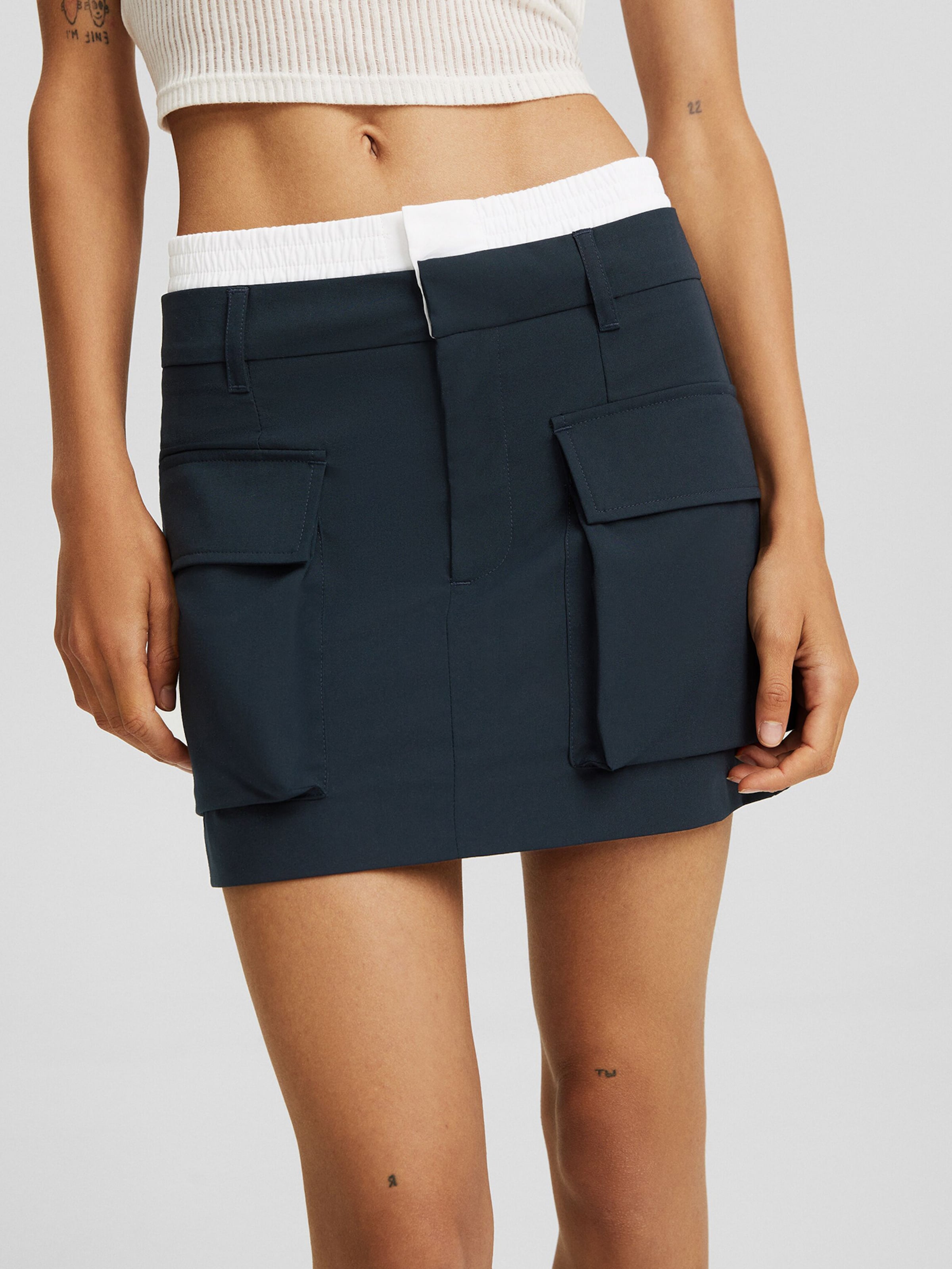 Bershka Skirt in Marine Blue ABOUT YOU