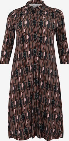 Yoek Shirt Dress in Brown: front