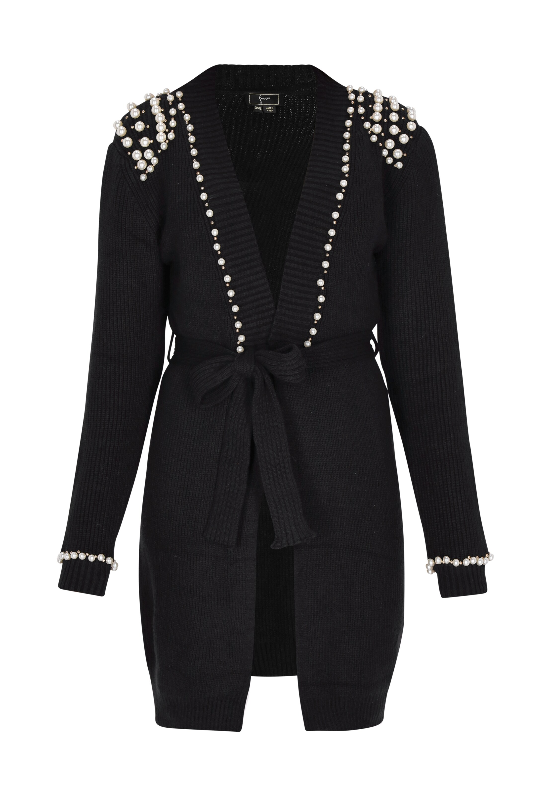 faina Strickjacke in Schwarz: Vorderseite