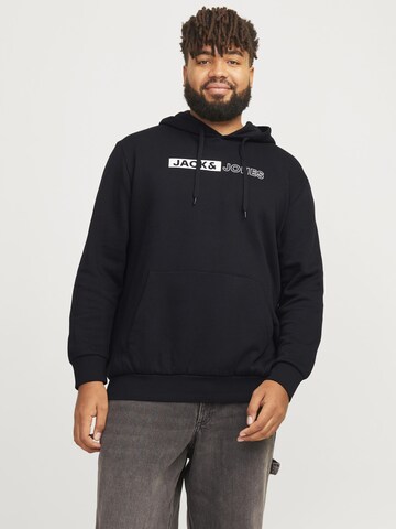 Felpa 'JJECorp' di Jack & Jones Plus in nero: frontale