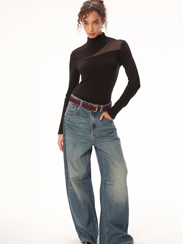 T-shirt 'YOLIGEX Rollkragen Top mit Mesh-Einsatz' yoligex en noir