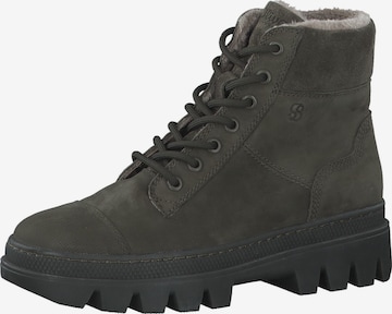 s.Oliver Lace-Up Ankle Boots in Green: front