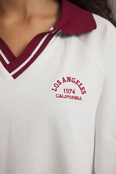 Trendyol Poloshirt in XS in rubinrot / weiß, Produktansicht
