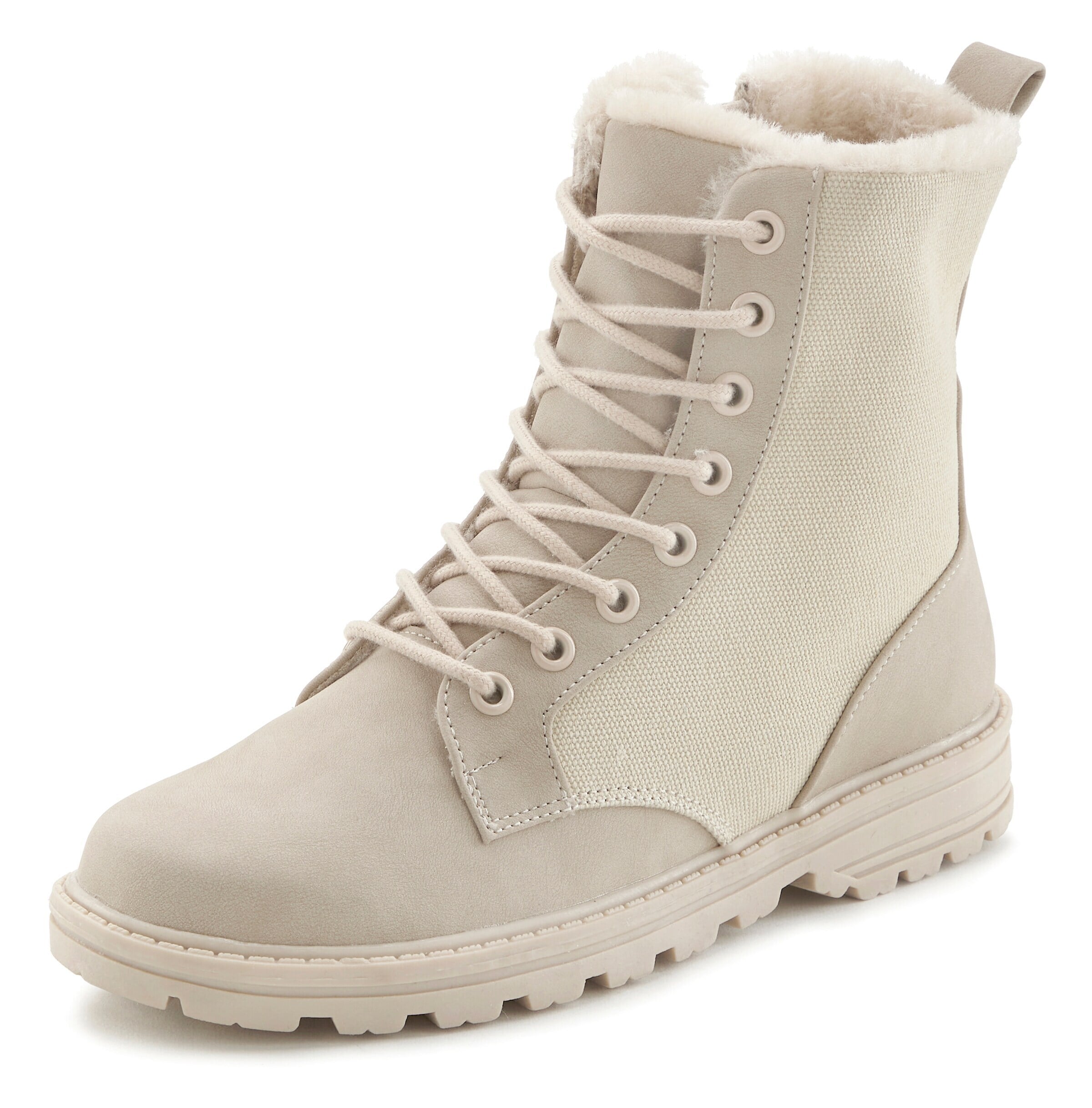 VIVANCE Lace-Up Ankle Boots in Beige: front