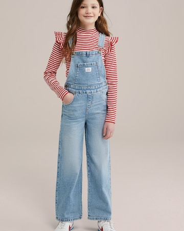 WE Fashion Loose fit Dungarees in Blue: front