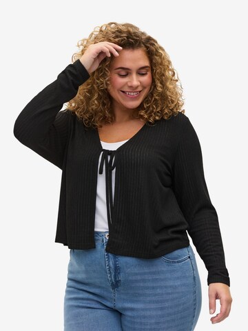 Zizzi Knit Cardigan in Black: front