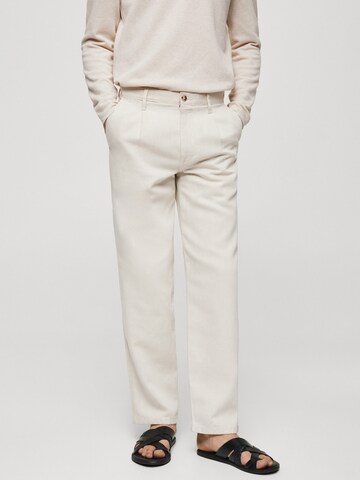 MANGO MAN Regular Pleated Jeans 'Luca' in Beige: front