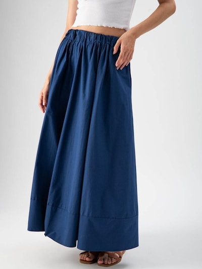 MND Jupe 'Long poplin skirt' en bleu foncé, Vue avec produit