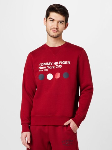 sarkans TOMMY HILFIGER Sportisks džemperis 'METRO': no priekšpuses
