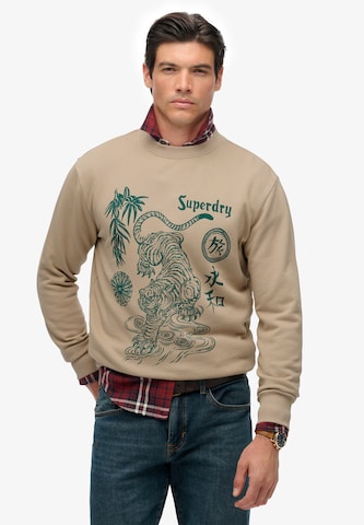 Sweat-shirt 'Tokyo Narrative' Superdry en gris : devant