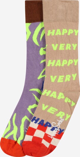 Șosete Happy Socks pe maro deschis / verde neon / mov deschis / roșu deschis / alb, Vizualizare produs