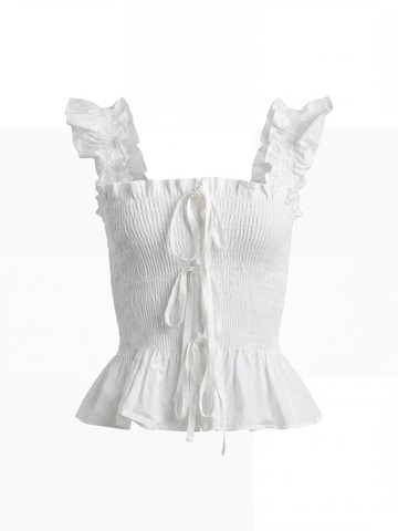 ARMIE Top 'The Emma Smock Bow Top' in White: front