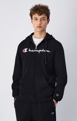 Champion Authentic Athletic Apparel - Sudadera con cremallera en negro: frente