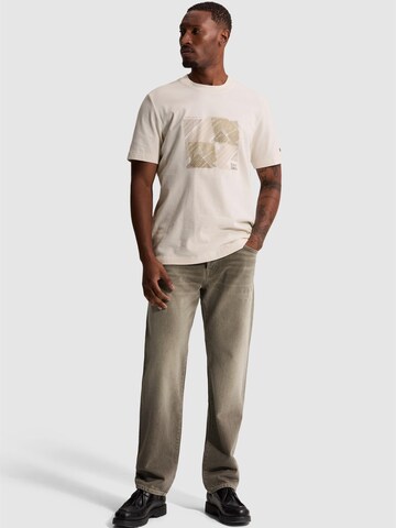 CAST IRON Shirt 'T-shirt with mixed-technique chest graphic' in Beige