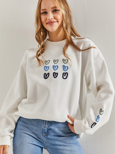 Bianco Lucci Sweater majica u plava / maslinasta / crna / bijela, Pregled proizvoda