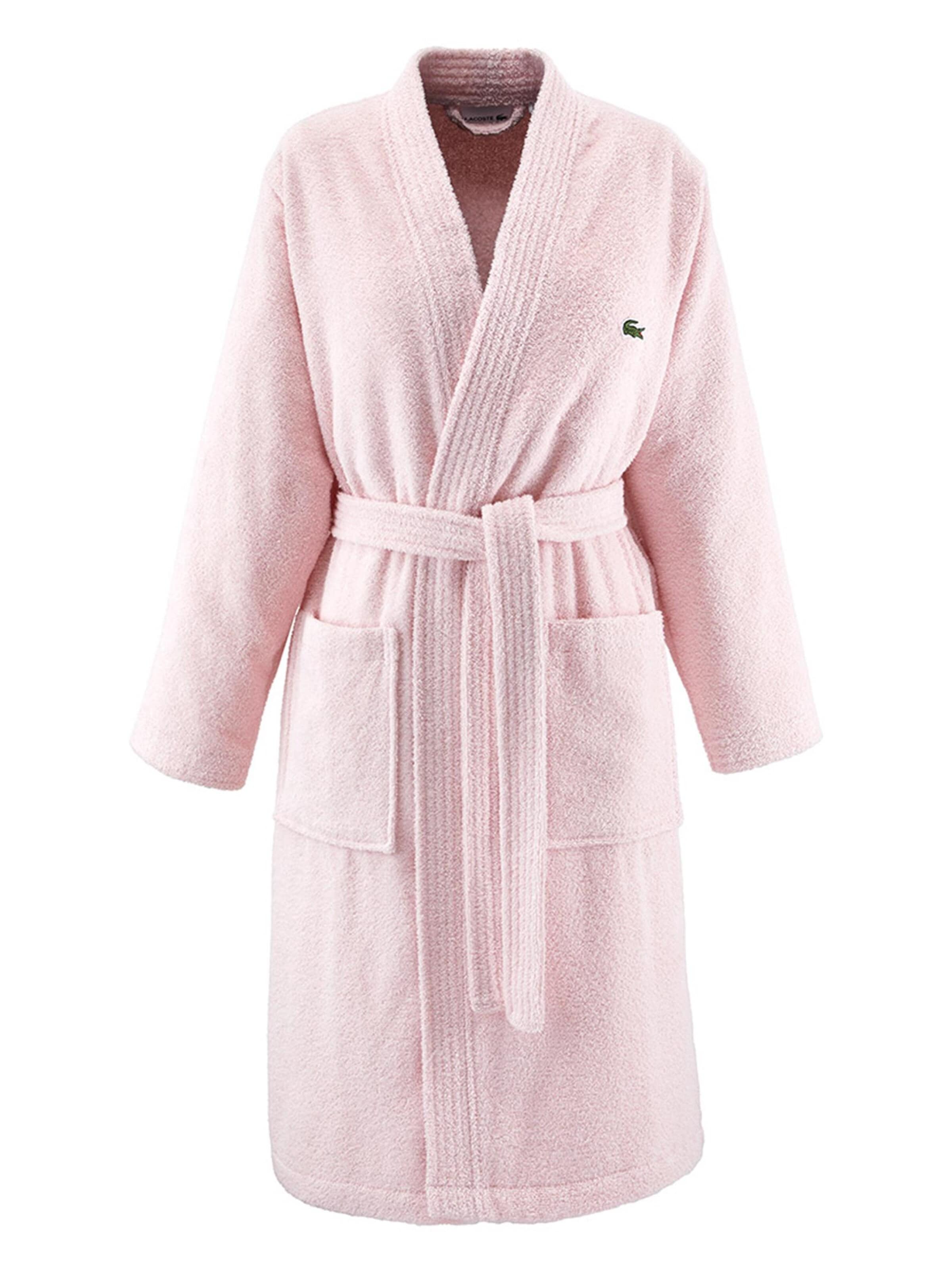 LACOSTE Bademantel lang 'LLECROCO'‌‌‌‌ in Pink: Vorderseite