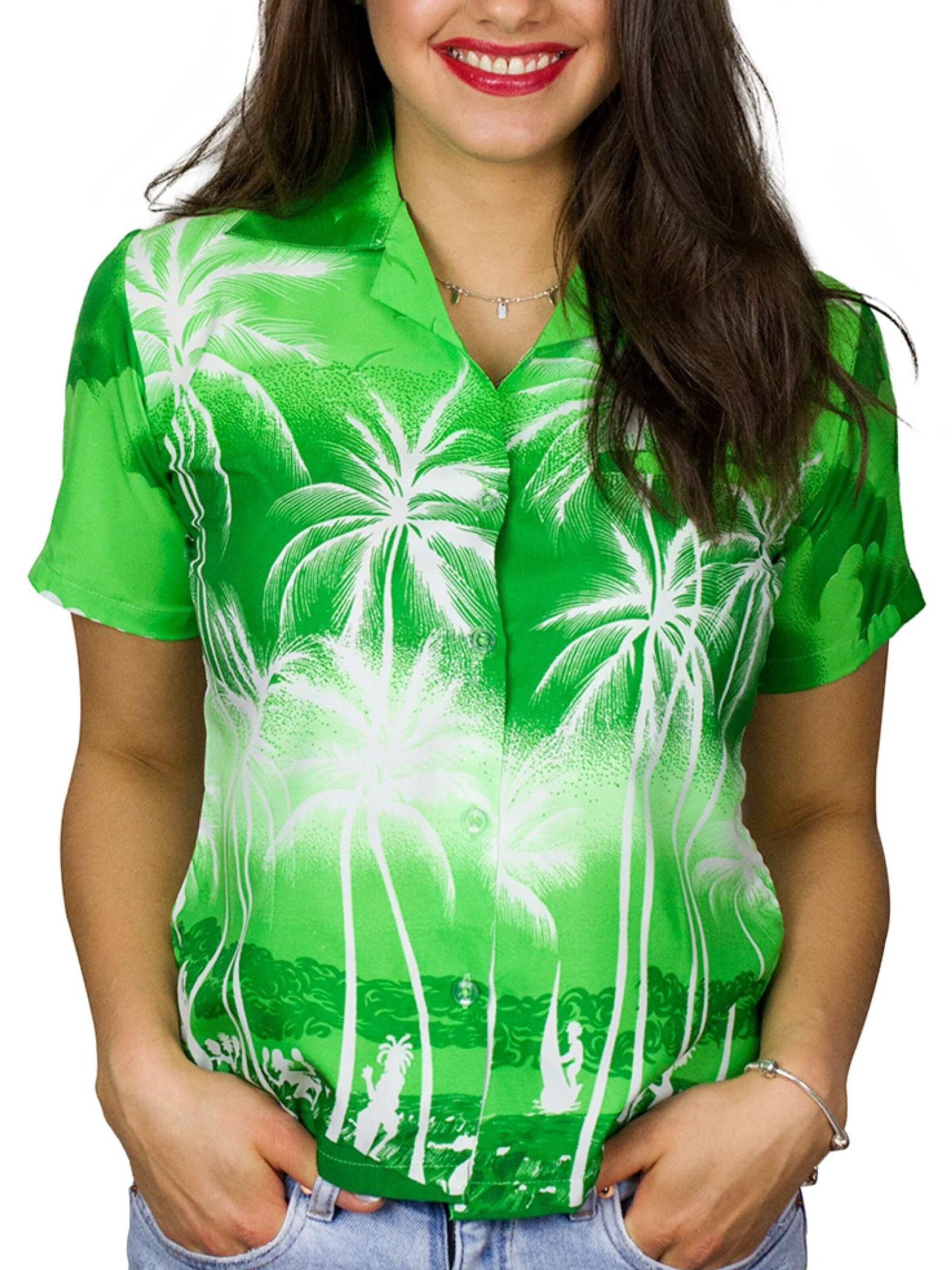 Camicia da donna 'Beach Negative' di King Kameha in verde: frontale