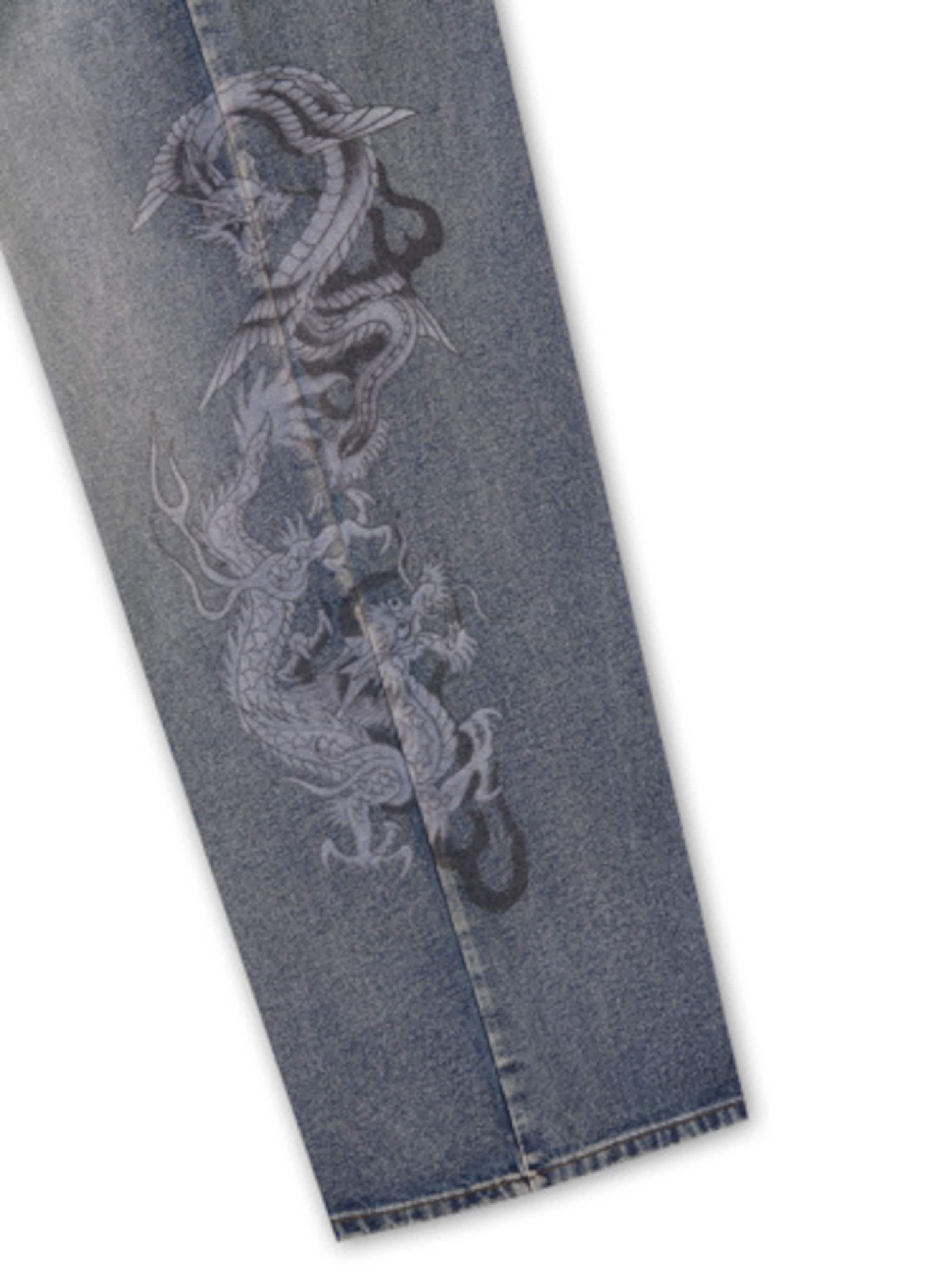 Ed Hardy Loosefit Τζιν 'Flaming Dragon' σε μπλε