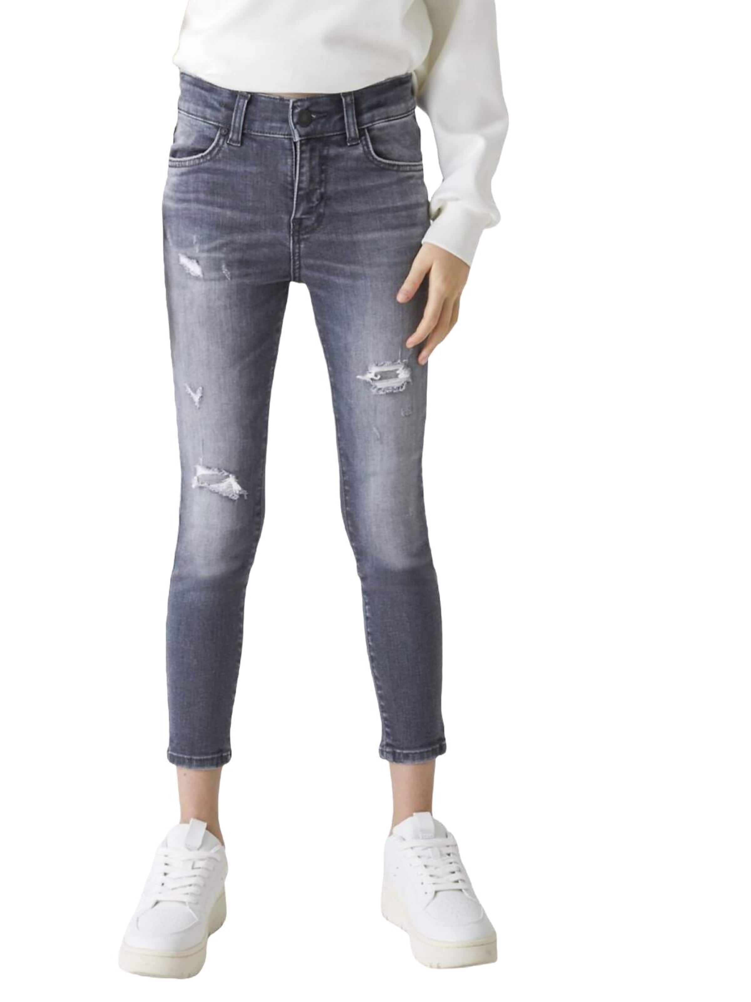 LTB Jeans - regular Vaquero 'LTB Jeans Baby Girl Lonia G Mid Waist Asymmetrische Jeanshose' en gris: frente