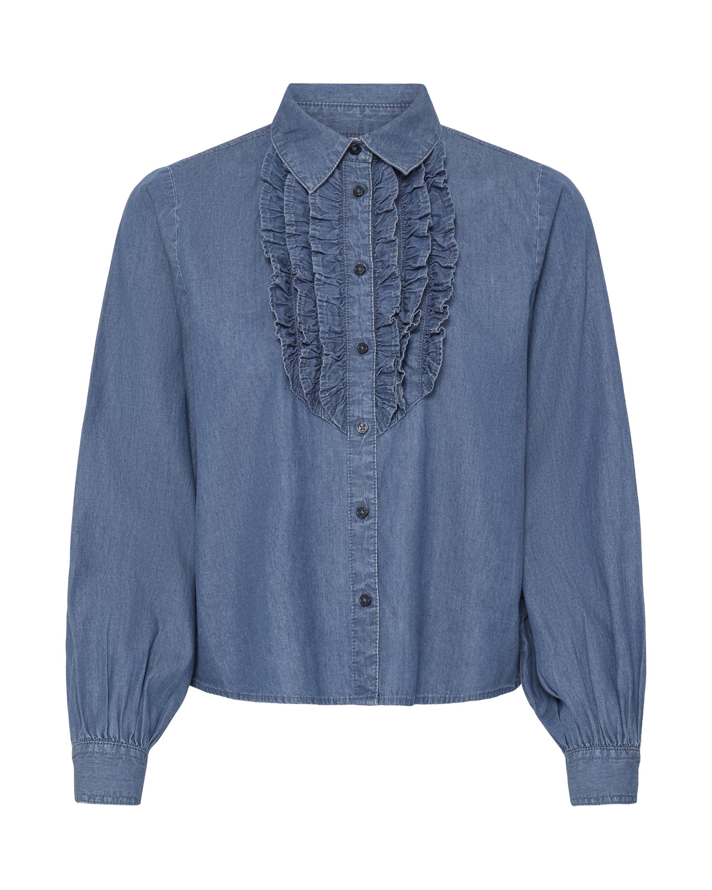 b.young Bluse 'KASHE' in XS in blue denim, Produktansicht