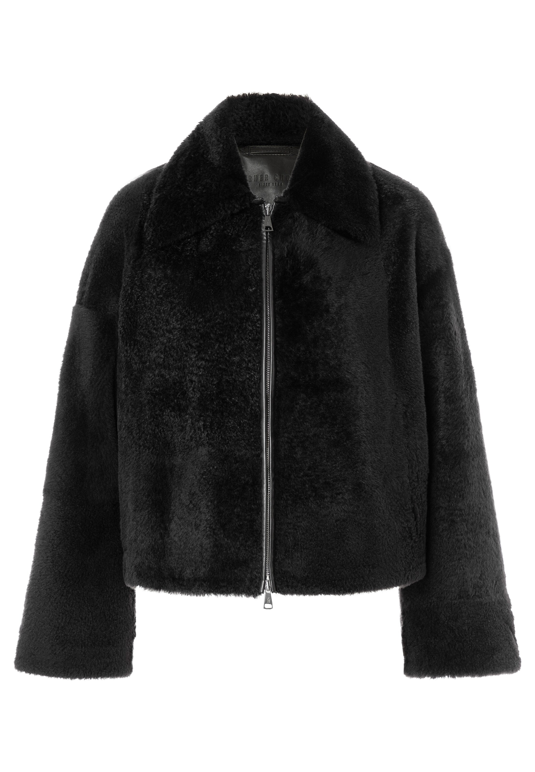 Werner Christ Lammfelljacke 'Gilda' in Schwarz: Vorderseite