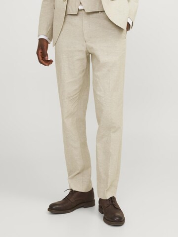 Coupe slim Pantalon à plis 'RIVIERA' JACK & JONES en beige : devant