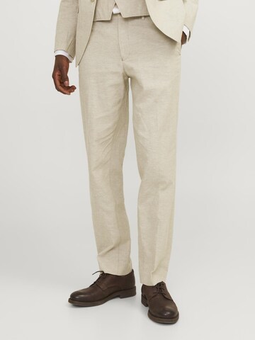 JACK & JONES Slim fit Pleated Pants 'RIVIERA' in Beige: front