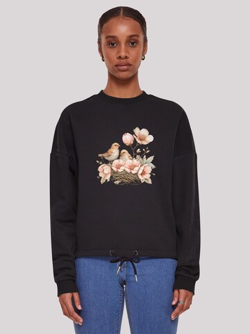 F4NT4STIC Sweatshirt 'Vogelnest Blumen' in Black: front
