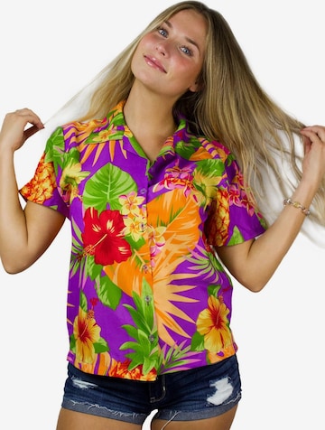 Camicia da donna 'Pineapple' di King Kameha in lilla: frontale