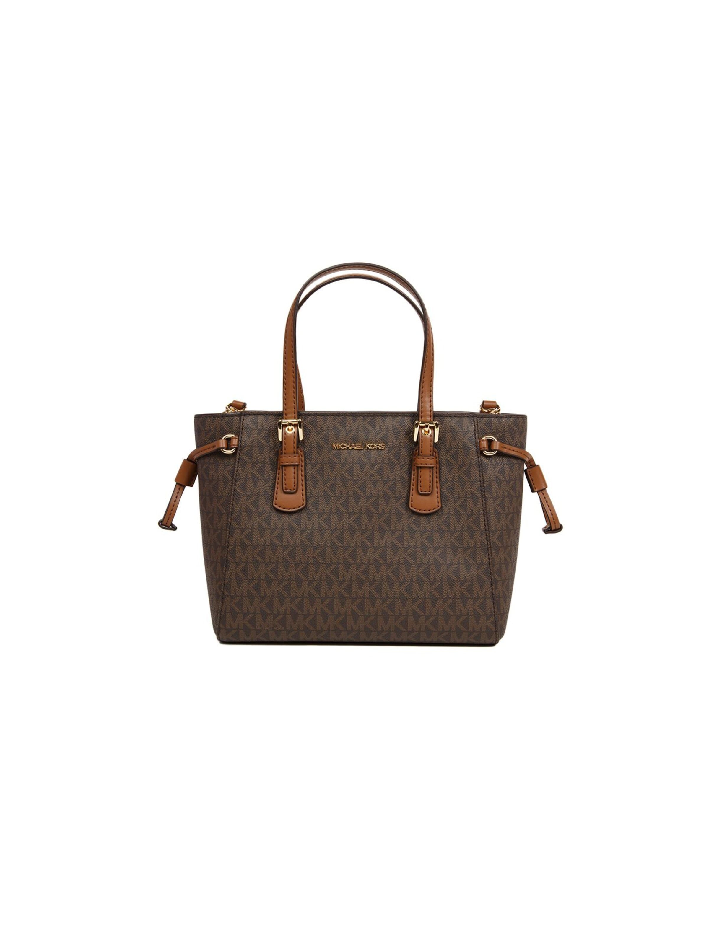 Michael Kors - Bolso de mano 'Voyager Extra-Small Convertible Top-Zip Tote' en marrón: frente