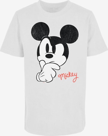ABSOLUTE CULT Shirt 'Mickey Mouse - Distressed Ponder' in White: front
