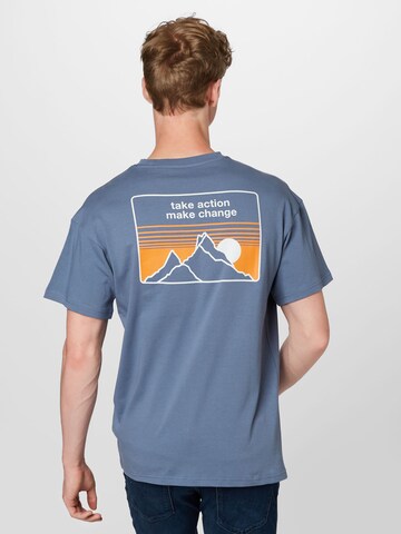 KnowledgeCotton Apparel T-Shirt 'Take Action Make Change' in Blau