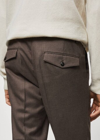 MANGO MAN Regular Bundfaltenhose 'Marius' in Braun