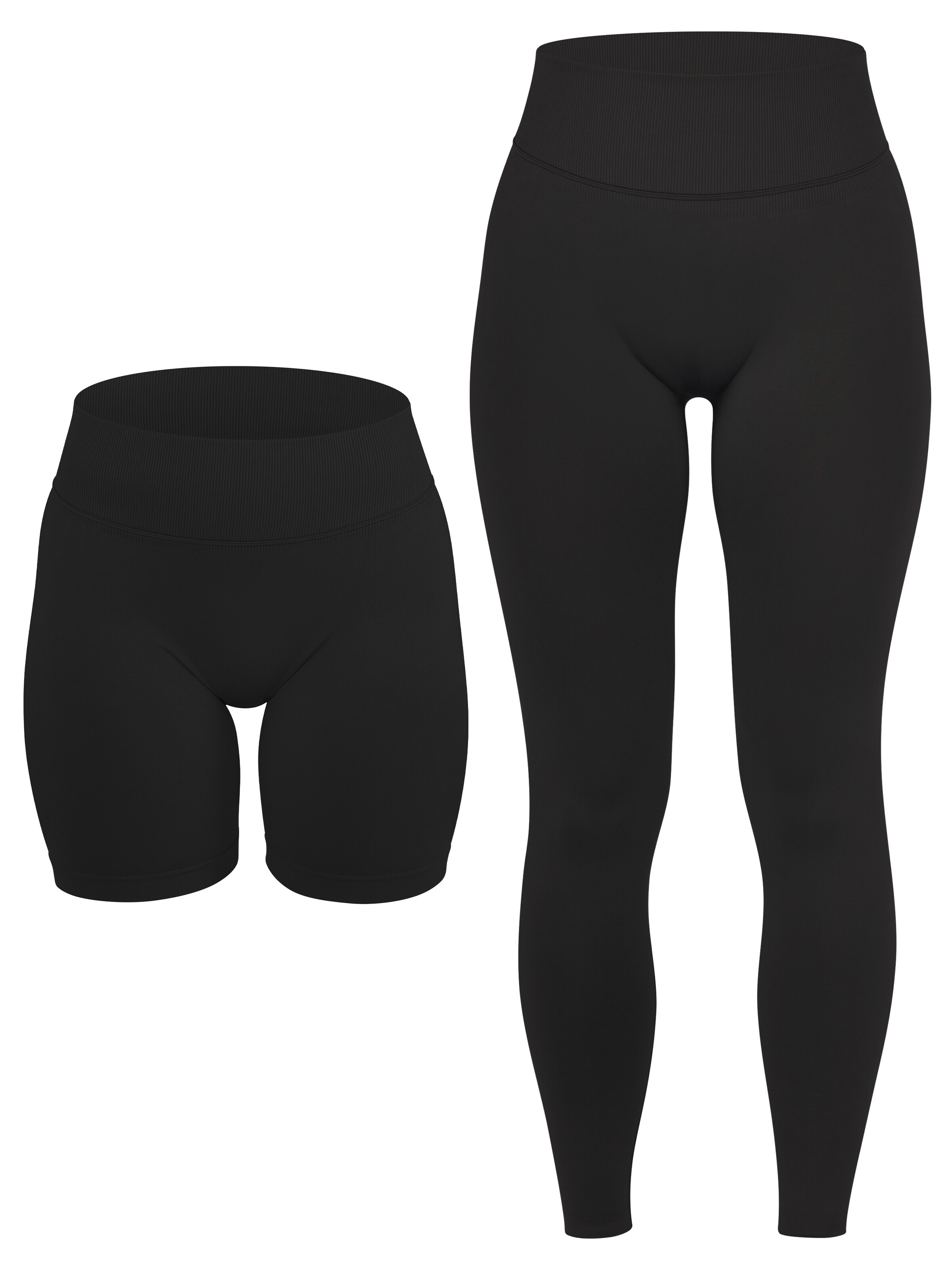 Circle Five Skinny Leggings 'Scrunch Set Push-Up Shorts + Push-Up Leggings' in Black: front