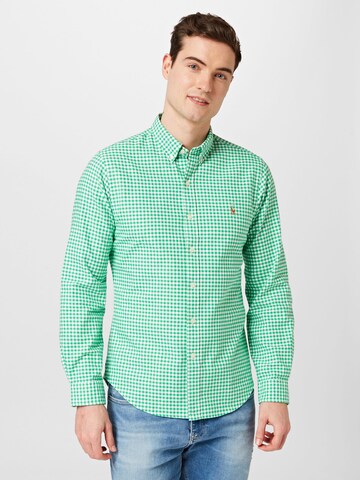 Polo Ralph Lauren Слим Рубашка в Зеленый: спереди