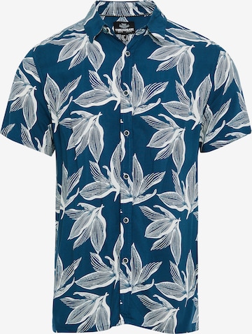 Coupe regular Chemise 'Foliage' Threadbare en bleu : devant