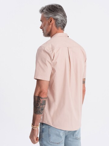 Ombre Comfort fit Button Up Shirt 'OM-SHSS-0168' in Beige
