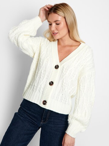 Threadbare Knit cardigan 'Coral' in White: front