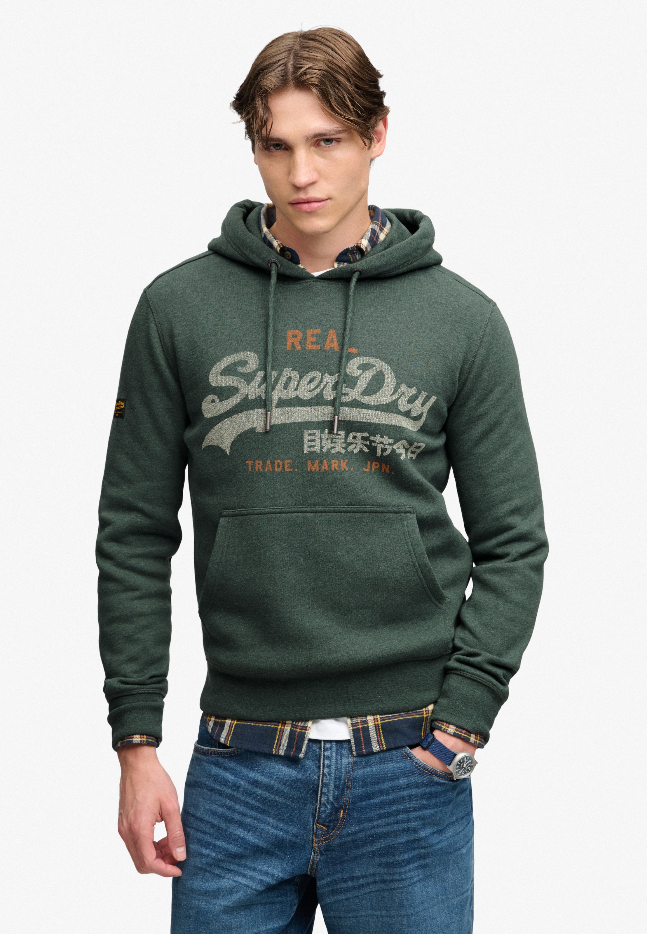Felpa 'Heritage' di Superdry & Co in verde: frontale