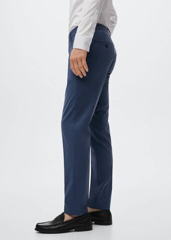 MANGO MAN Slim fit Pleated Pants 'Paulo' in Blue