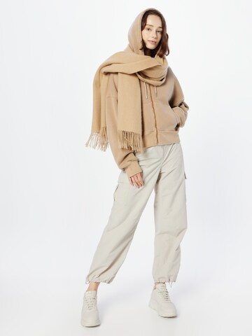 Abercrombie & Fitch Zip-Up Hoodie 'SUNDAY' in Brown