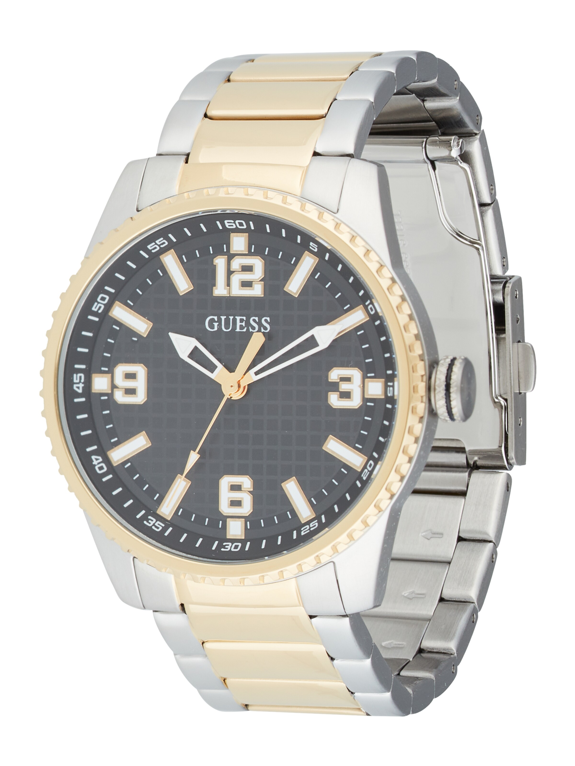 GUESS Αναλογικό ρολόι 'VARSITY' σε χρυσό: μπροστά