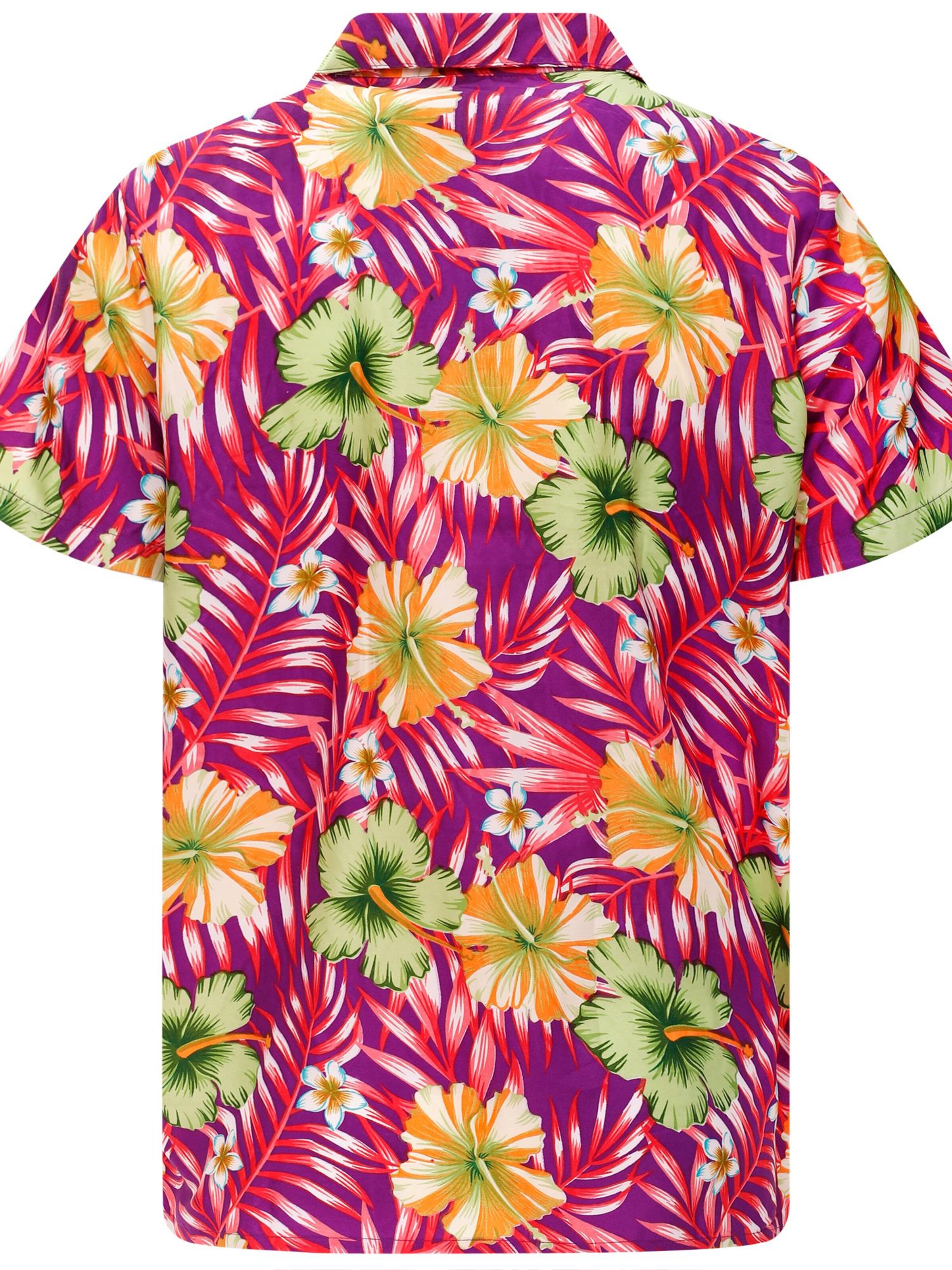 King Kameha Regular Fit Shirt 'Tropical Hibiscus'‌‌ in Lila