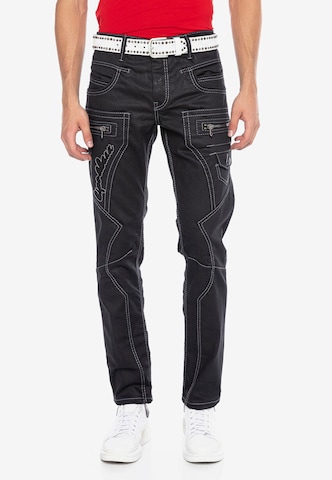 CIPO & BAXX Regular Jeans in Zwart: voorkant